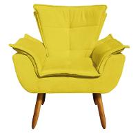 Kit 02 Poltronas Opala Com 01 Puff Opala Suede Amarelo - 5