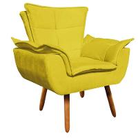 Kit 02 Poltronas Opala Com 01 Puff Opala Suede Amarelo - 6