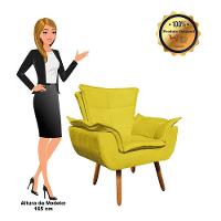 Kit 02 Poltronas Opala Com 01 Puff Opala Suede Amarelo - 10