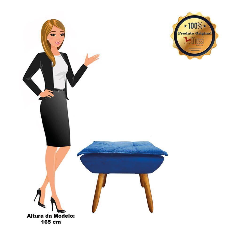 Kit 02 Poltronas Opala Com 01 Puff Opala Suede Azul Royal - 4