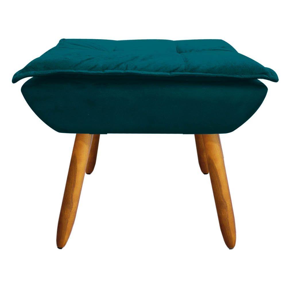 Kit 02 Poltronas Opala Com 01 Puff Opala Suede Azul Pavão - 10