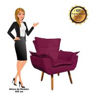 Kit 02 Poltronas Opala Com 01 Puff Opala Suede Vinho - 2