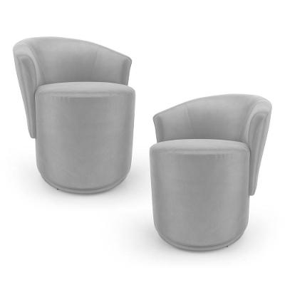 Kit 02 Poltronas Orgânicas Living Mavi Fixa Veludo Cinza Claro - Desk Design