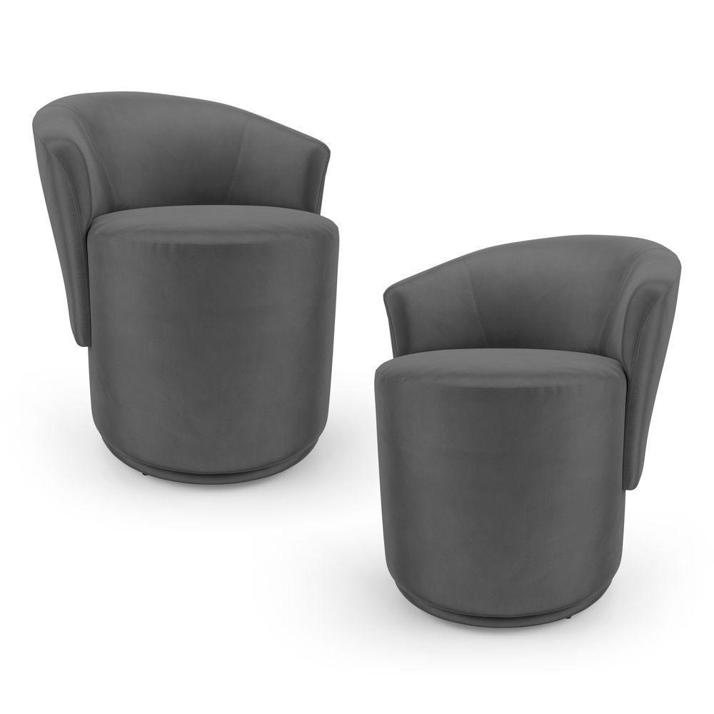 Kit 02 Poltronas Orgânicas Living Mavi Fixa Veludo Cinza Escuro - Desk Design - 1