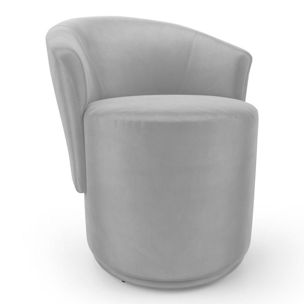 Poltrona Orgânica Living Mavi Fixa Veludo Cinza Claro - Desk Design - 1