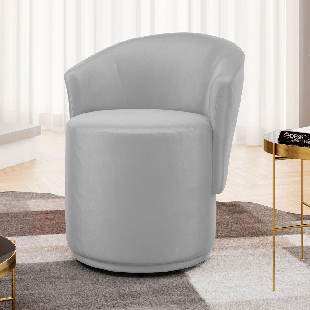 Poltrona Orgânica Living Mavi Fixa Veludo Cinza Claro - Desk Design - 2