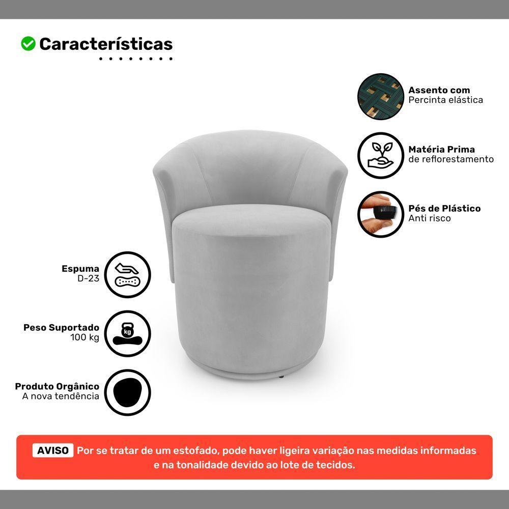 Poltrona Orgânica Living Mavi Fixa Veludo Cinza Claro - Desk Design - 3