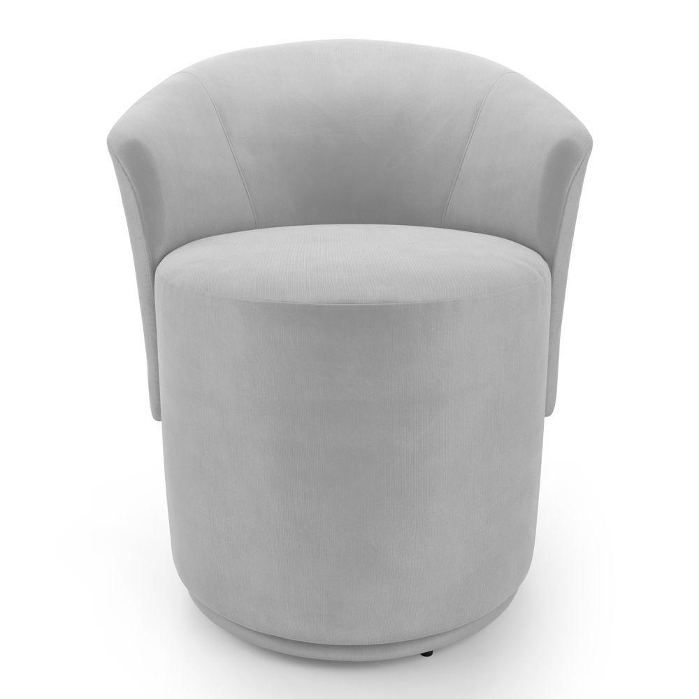 Poltrona Orgânica Living Mavi Fixa Veludo Cinza Claro - Desk Design - 5