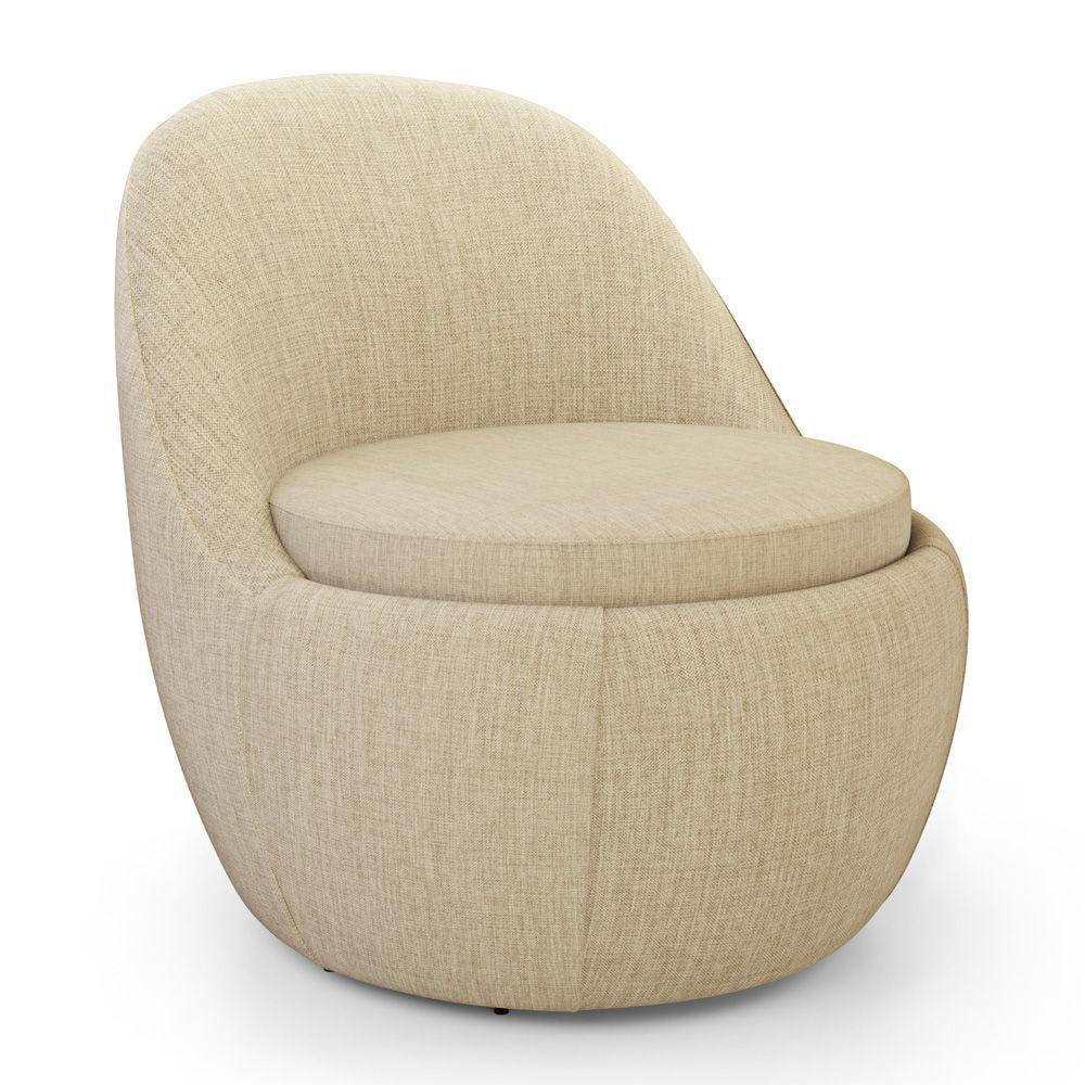 Poltrona Orgânica Living Memphis Fixa Linho Bege - Desk Design - 1