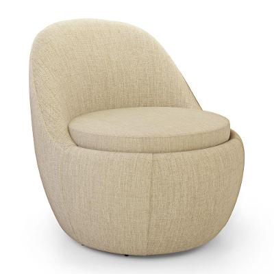 Poltrona Orgânica Living Memphis Decorativa Linho Bege Desk Design