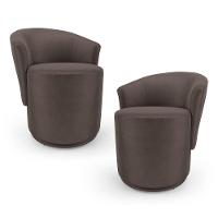 Kit 02 Poltronas Orgânicas Living Mavi Fixa Veludo Marrom - Desk Design - 1