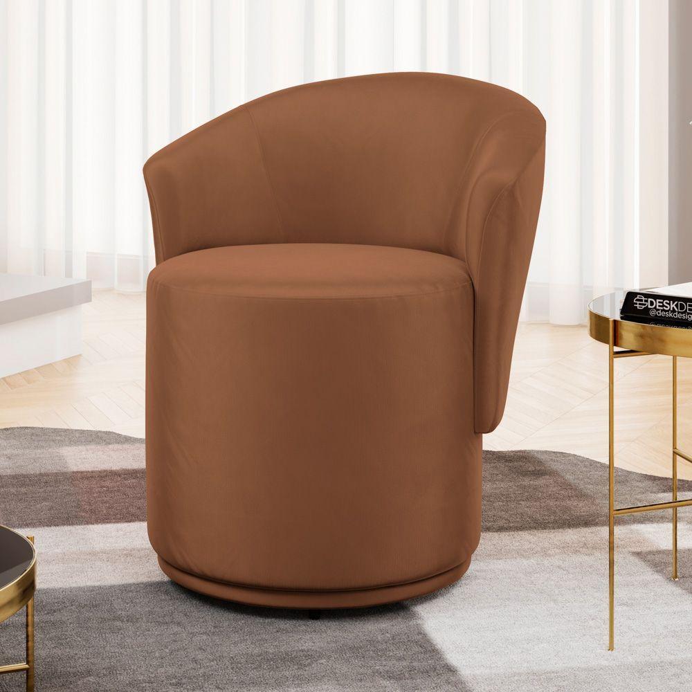 Poltrona Orgânica Living Mavi Fixa Veludo Terracota - Desk Design - 2