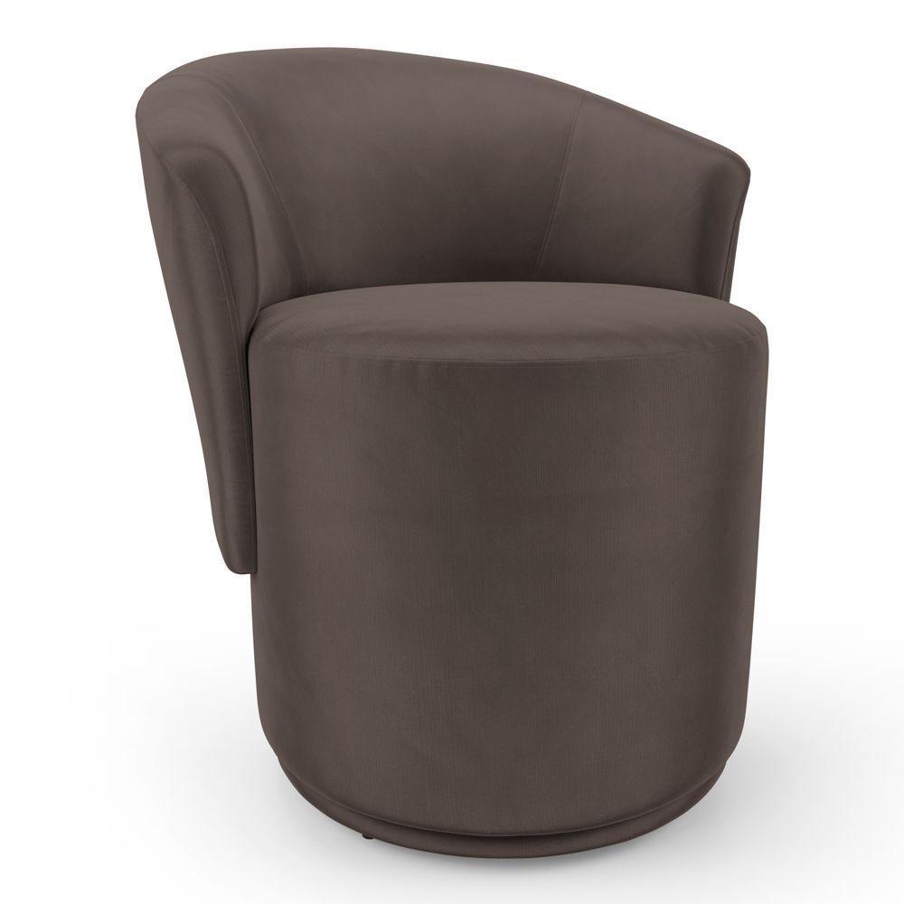 Poltrona Orgânica Living Mavi Fixa Veludo Marrom - Desk Design - 1