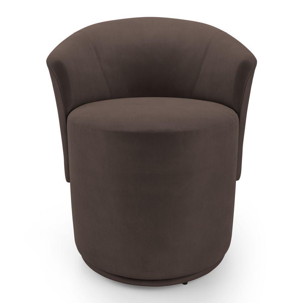 Poltrona Orgânica Living Mavi Fixa Veludo Marrom - Desk Design - 5