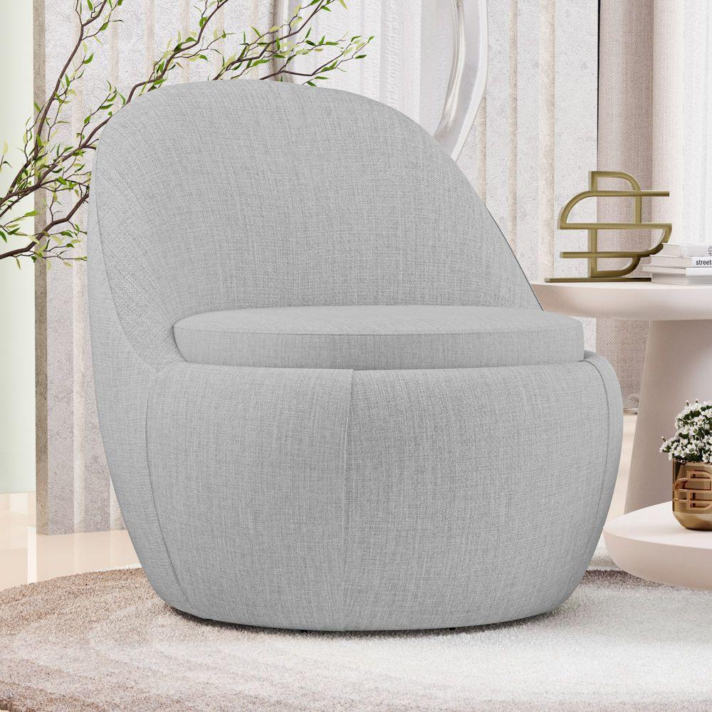 Poltrona Orgânica Living Memphis Fixa Linho Cinza Claro - Desk Design - 2