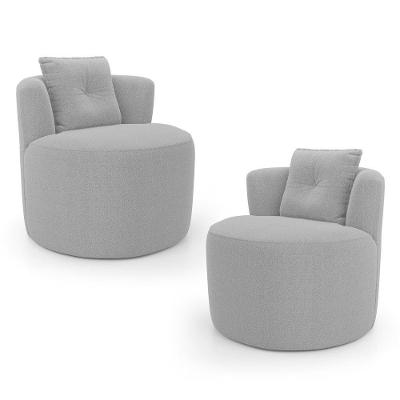 Kit 2 Poltronas Orgânicas Bob Com Almofada Tecido Bouclé Cinza Claro Abmaza