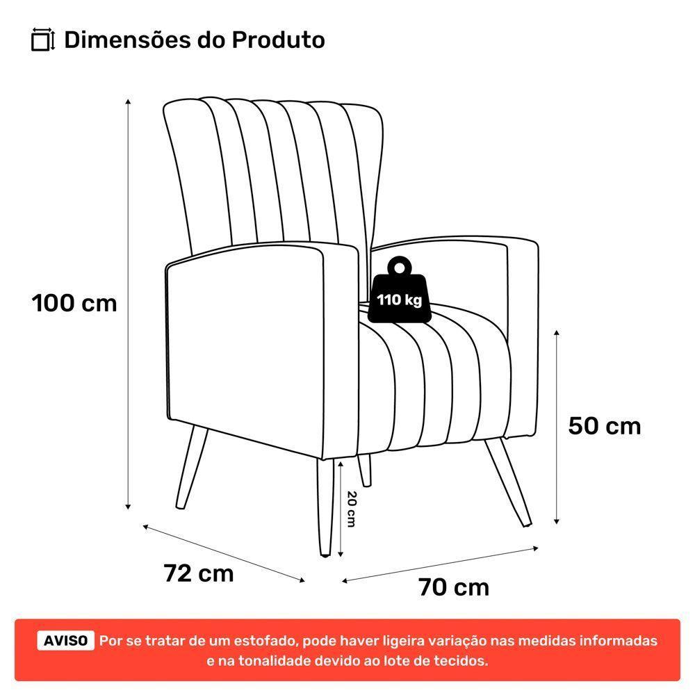 Kit 02 Poltronas Decorativas Melody Com Pés Palito Veludo Bege - Abmaza - 4