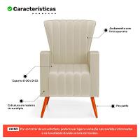Kit 02 Poltronas Decorativas Melody Com Pés Palito Veludo Bege - Abmaza - 5