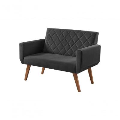 Poltrona Namoradeira 2 Lugares Anabelle Preto Suede Unidecor