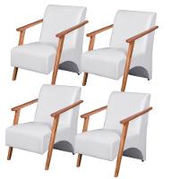 Kit 4 Poltronas Venus 1 Lugar Braço Madeira Maciça Courino Unidecor Branco - 1