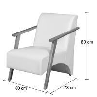 Kit 4 Poltronas Venus 1 Lugar Braço Madeira Maciça Courino Unidecor Branco - 2