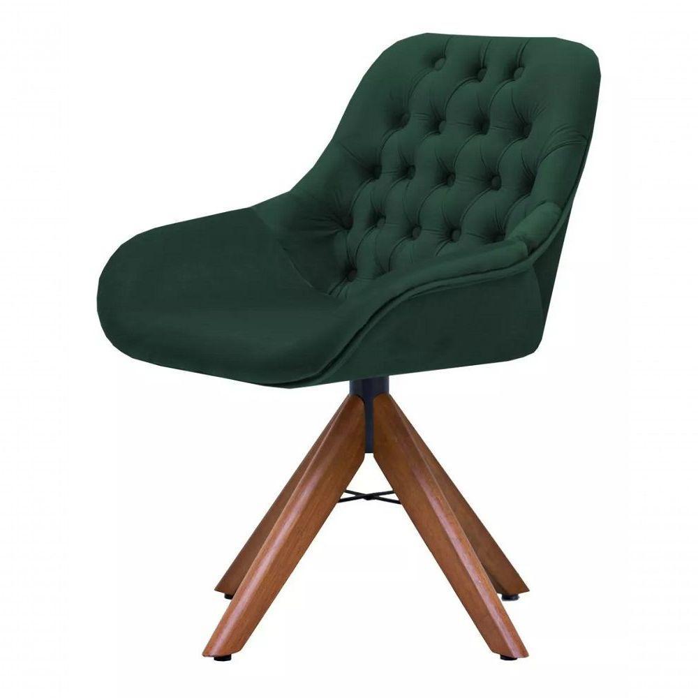 Poltrona Decorativa Alice Suede Capitone Pe Palito Unidecor Verde - 1