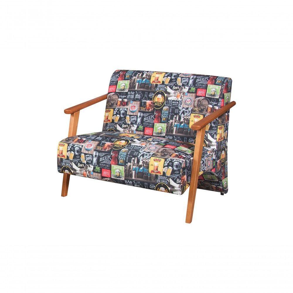 Conjunto Venus Braços Em Madeira Maciça 1 Namoradeira 2 Poltronas Estampada Retro Bar 107 - 3