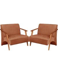 Poltrona Namoradeira Venus Braço Madeira Maciça Suede Terracota - 1