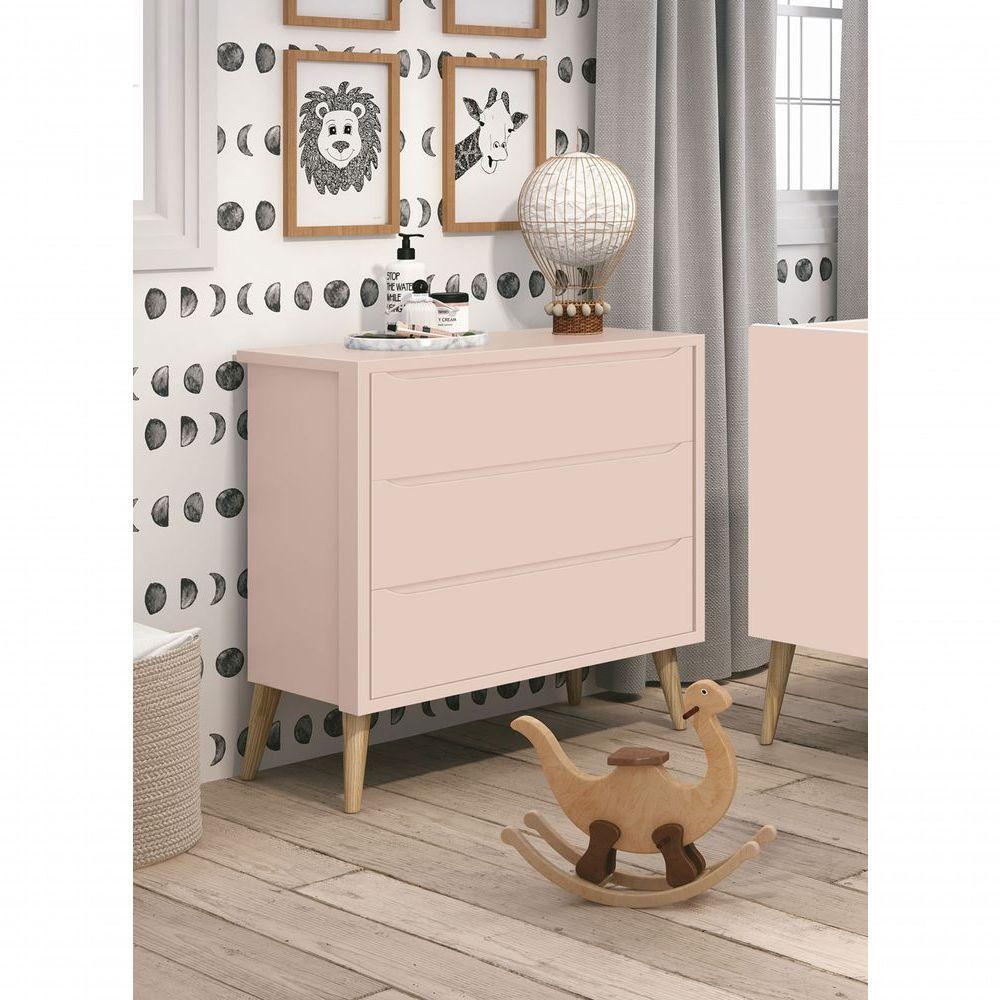 Cômoda Gaveteiro Théo New Rosa Fosco Com Natural - Reller - 3