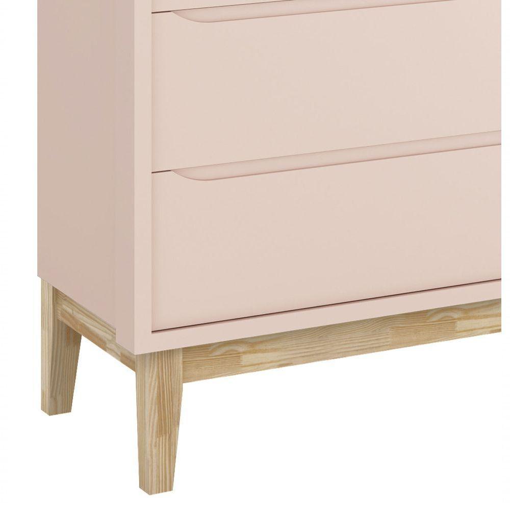 Cômoda Gaveteiro Classic New Rosa Fosco Com Natural - Reller - 3