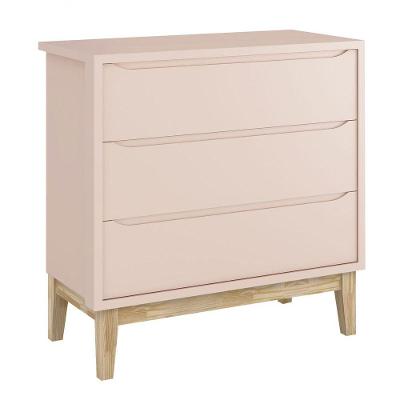 Cômoda Gaveteiro Classic New 3 Gavetas MDF com Puxador Embutido Rosa Fosco