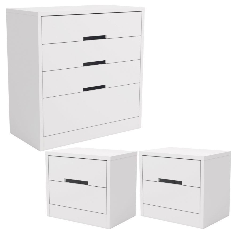 Comoda 4 Gavetas 02 Mesas De Cabeceira 2 Gavetas S82224 Kappesberg Branco - 1