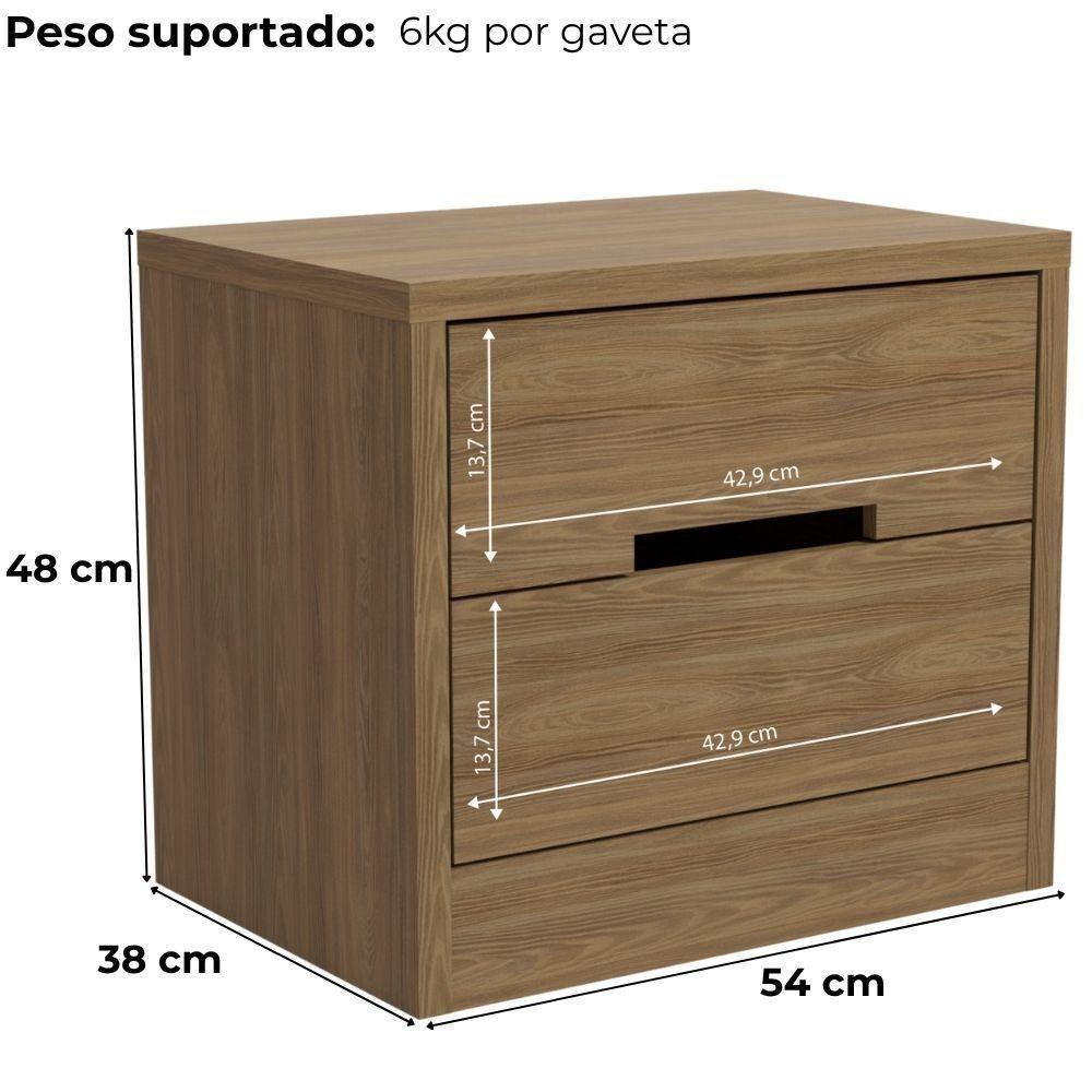 Comoda 4 Gavetas 02 Mesas De Cabeceira 2 Gavetas S82224 Kappesberg Nogueira - 6