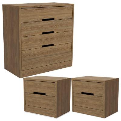 Comoda 4 Gavetas 02 Mesas De Cabeceira 2 Gavetas S82224 Kappesberg Nogueira