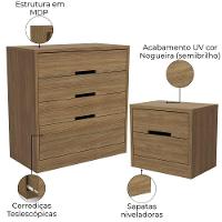 Comoda 4 Gavetas 02 Mesas De Cabeceira 2 Gavetas S82224 Kappesberg Nogueira