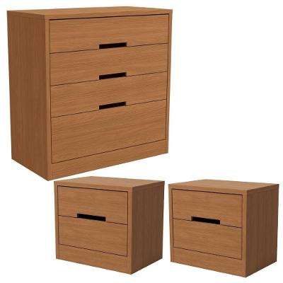 Comoda 4 Gavetas 02 Mesas De Cabeceira 2 Gavetas S82224 Kappesberg Canela