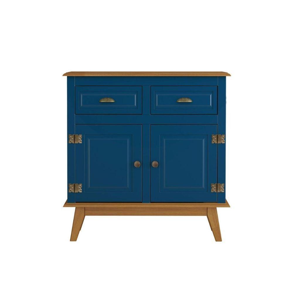 Balcão Buffet Aparador 2 Portas 2 Gavetas New Veneza Azul Petróleo - 1