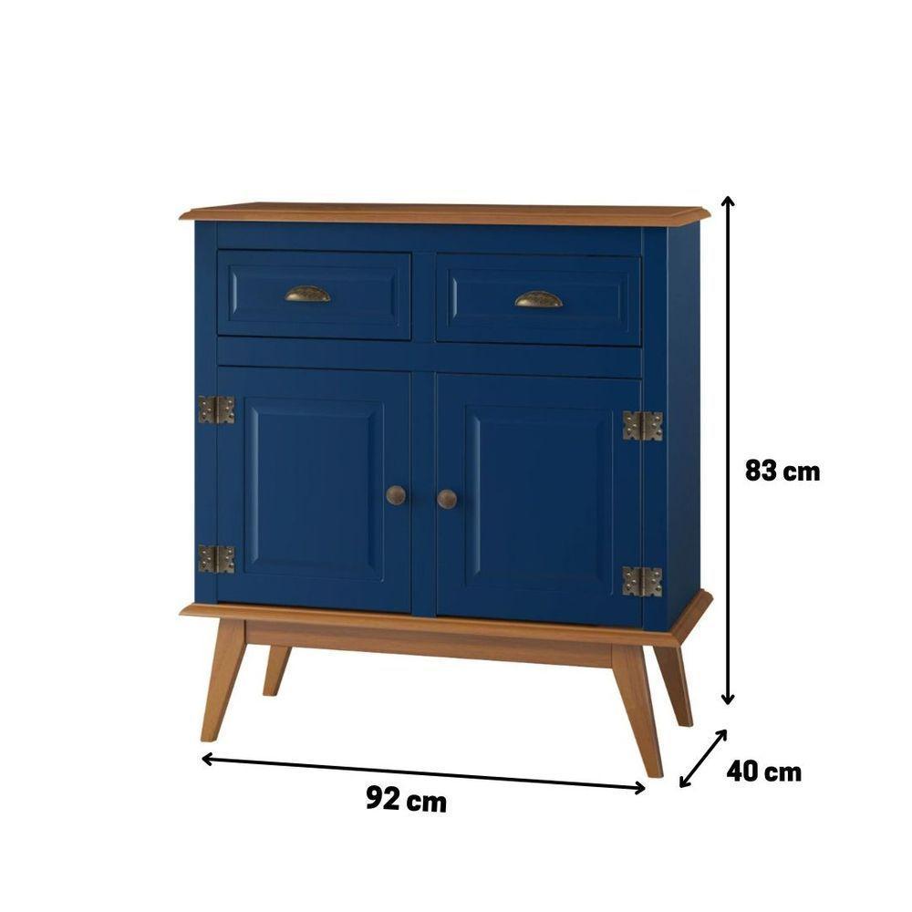 Balcão Buffet Aparador 2 Portas 2 Gavetas New Veneza Azul Petróleo - 3