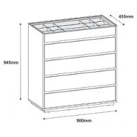 Cômoda Quarto Belize 5 Gavetas E Tampo De Vidro Branco - 2