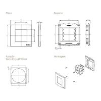 Placa Para Móveis 80x80 Com Tomada Usb-c 2a 10w E Tomada 2p+t 20a Margirius Sleek Cinza Cinza - 2