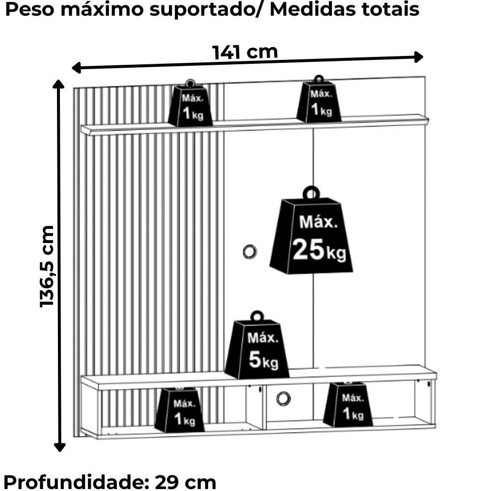 Painel Suspenso Tv 55 Pol 1p 141 Cm Iris Cinamomo Off White Madetec Cinamomo Off White - 7
