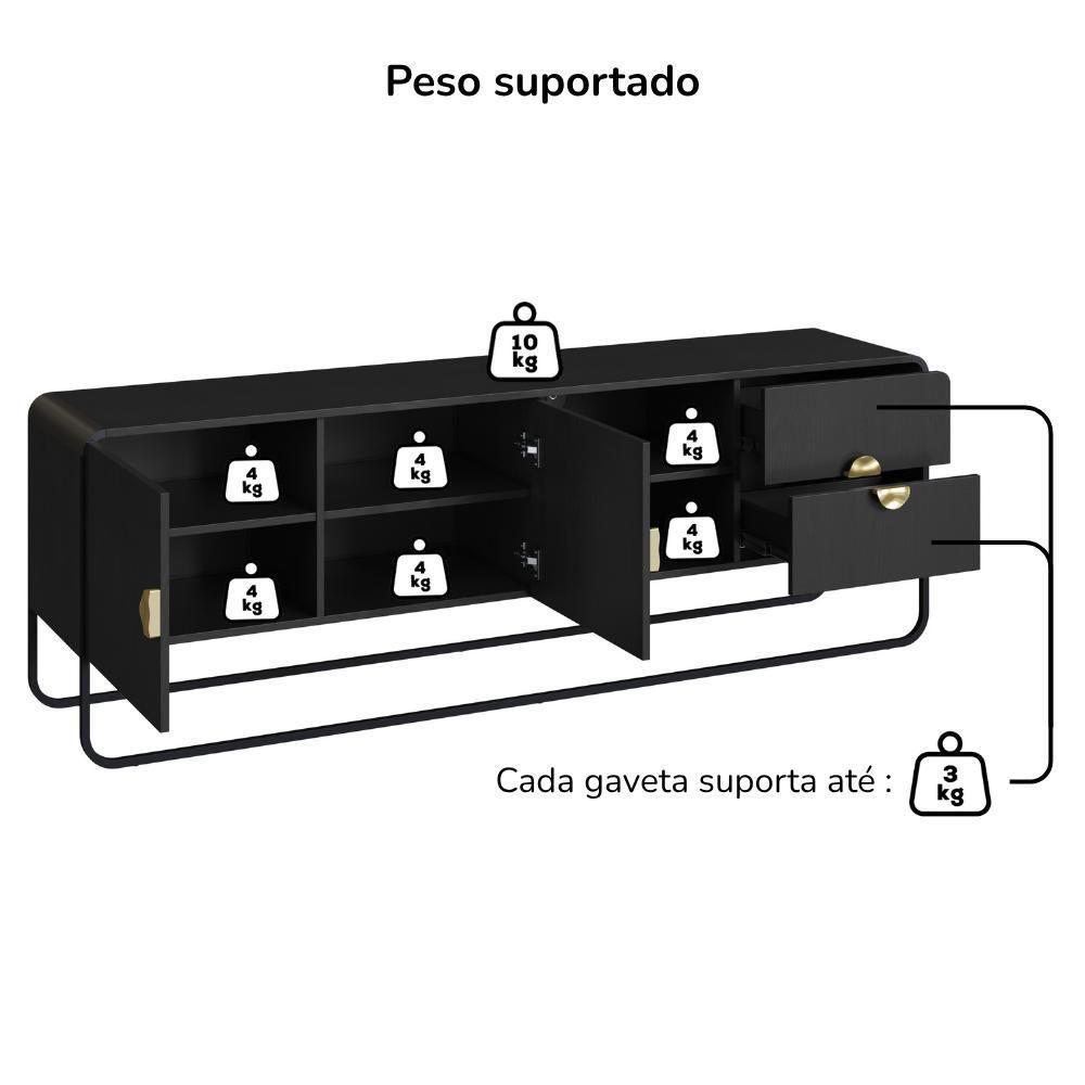 Rack Bancada Organica TV 65 Polegadas 180 Cm 28076 Artesano Nero Preto - 5