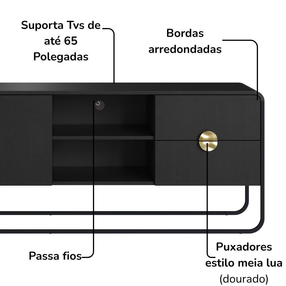 Rack Bancada Organica TV 65 Polegadas 180 Cm 28076 Artesano Nero Preto - 6