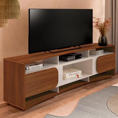 Rack Tv 86 Polegadas 220cm Com 2 Portas Reno Cedro Off White A09 - Mpozenato