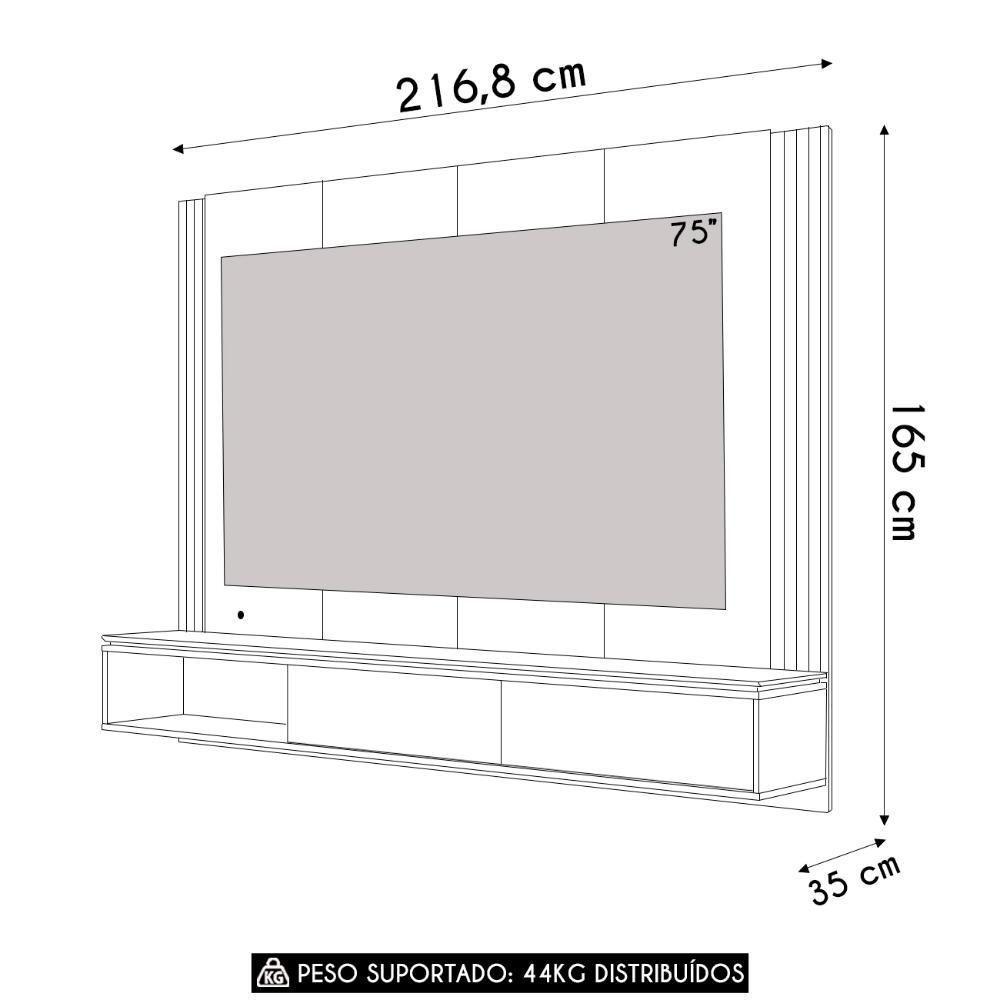 Painel TV 75 Polegadas E Bancada Suspensa Trento Freijó Off White C05 - Mpozenato - 4
