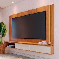Painel TV 75 Polegadas E Bancada Suspensa Trento Freijó Off White C05 - Mpozenato - 2