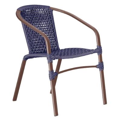 01 Cadeira Floripa Aluminio Pintura Marrom Trama Original Azul