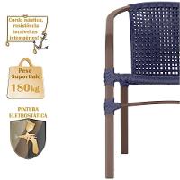 01 Cadeira Floripa Aluminio Pintura Marrom Trama Original Azul