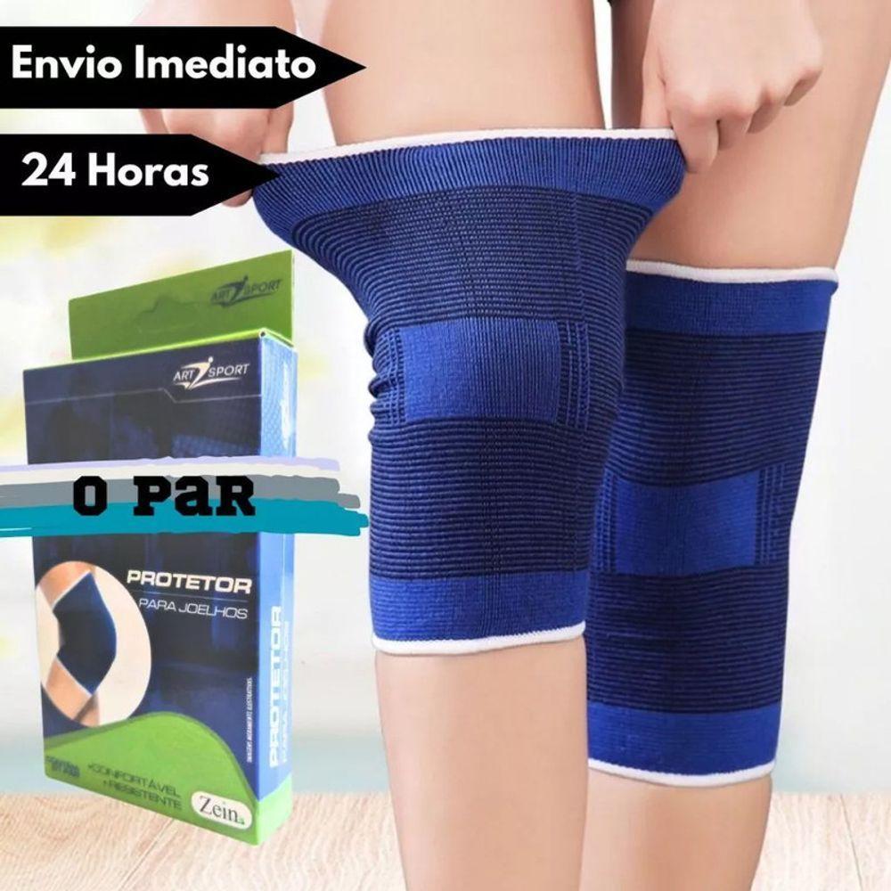 Joelheira Elástica Protetor Muscular Joelho Flexível Dor Lesão Ortopédica Esporte Par Resistente - 5