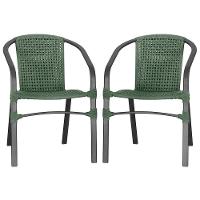02 Cadeiras Floripa Alumínio Pintura Preta Trama Original Verde - 1